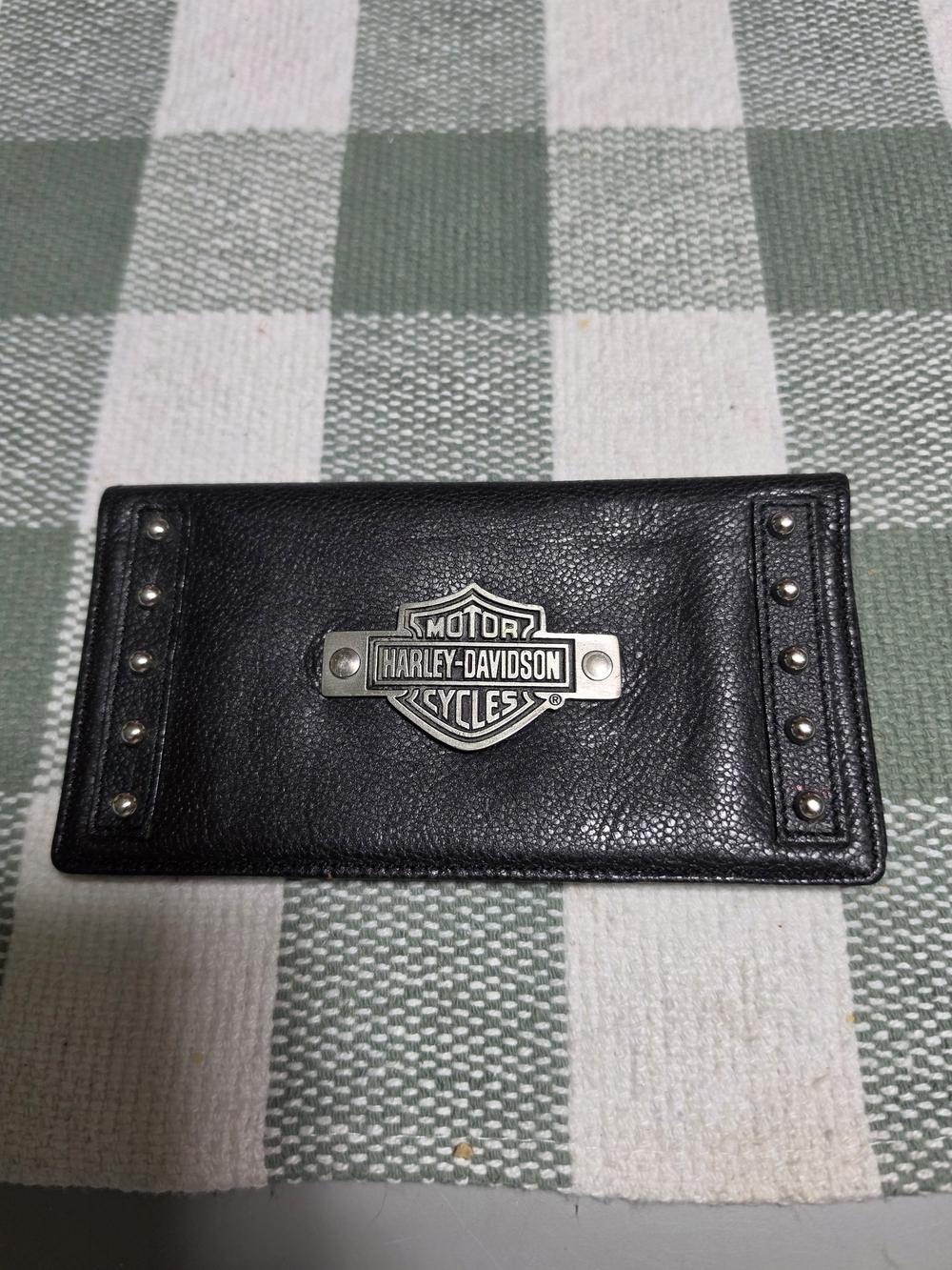 Harley-Davidson Black Leather Men's Wallet with Metal Logo